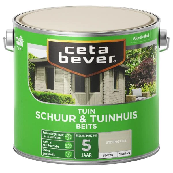 Cetabever Tuinbeits Schuur & Tuinhuis Dekkend, Steengrijs - 2,5 L 3 Cetabever Tuinbeits Schuur & Tuinhuis Dekkend, Steengrijs - 2,5 L